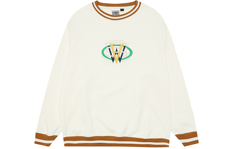 Vision Street Wear Logo Embroidered Striped Sweatshirt Unisex Off-White. V223NB600331
