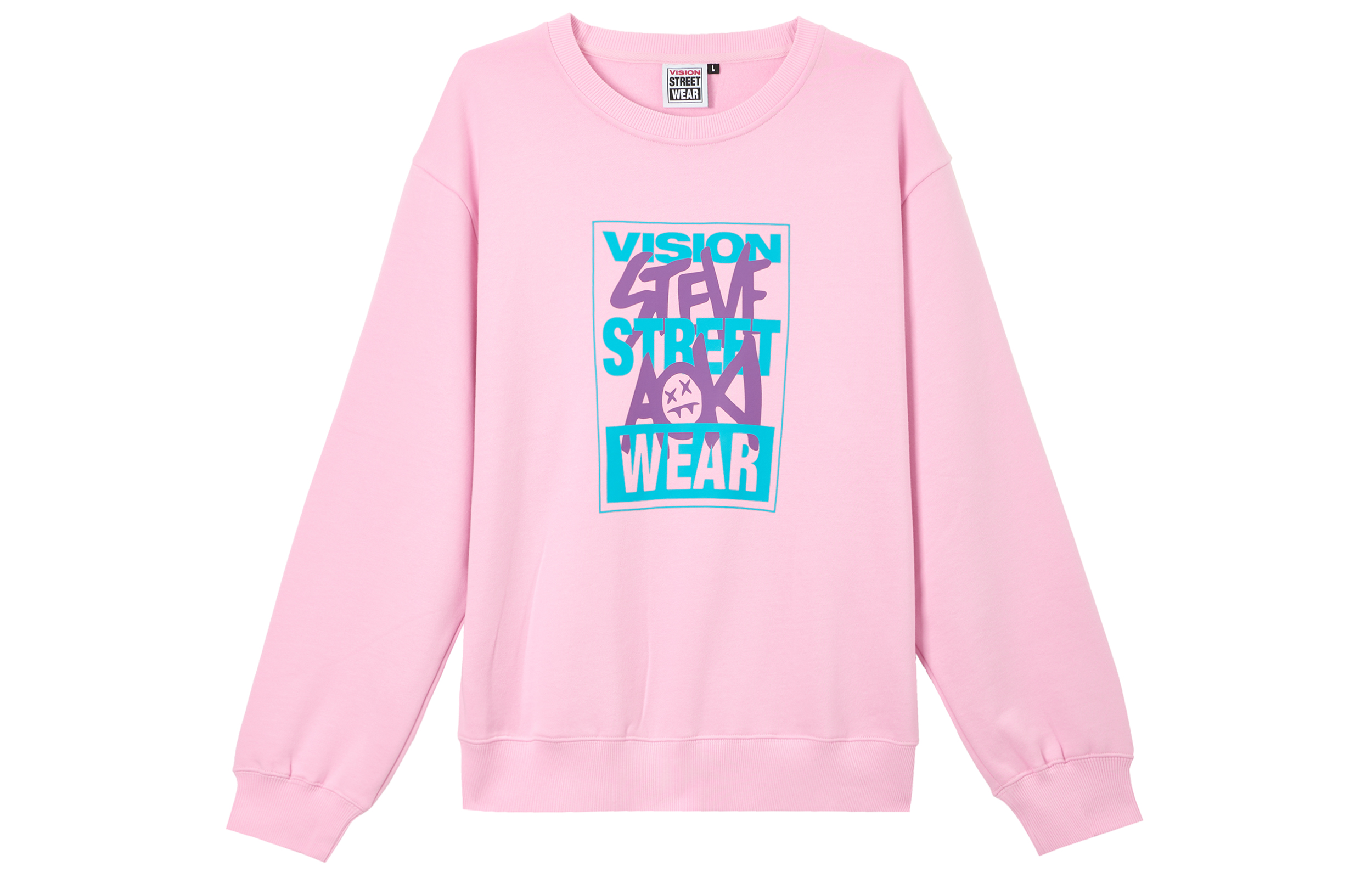 Vision Street Wear Pink Pullover Sweatshirt with Logo Print Unisex. V203NB701314
