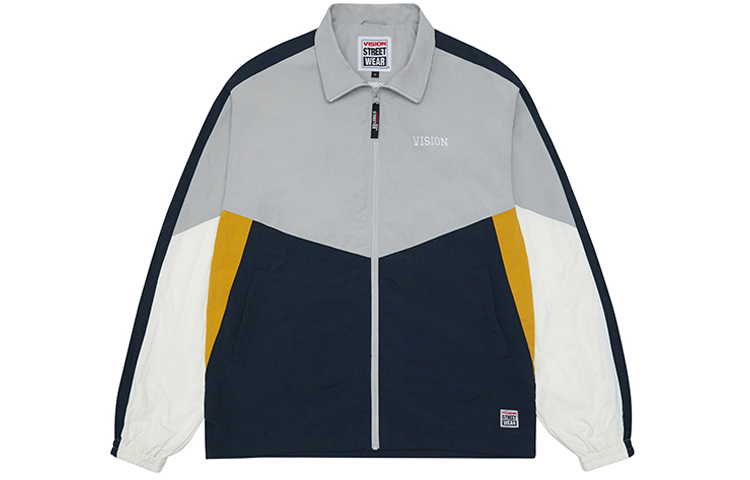 Vision Street Wear Retro Logo Colorblock Jacket Unisex - Grey. V223NN600603