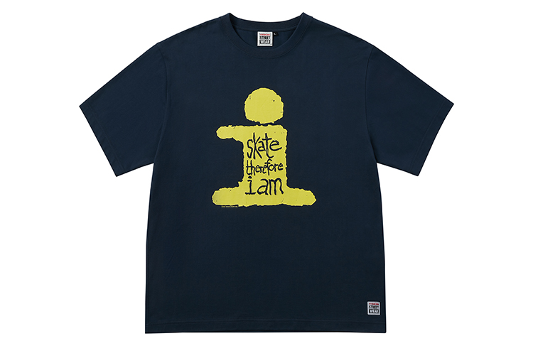 Vision Street Wear Retro Print Navy Blue Tee - Unisex Street Fashion Crewneck. V213NC600116