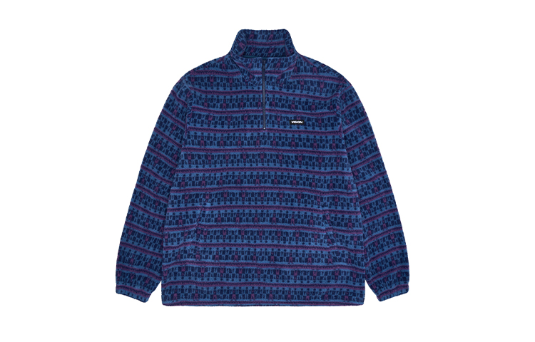 Vision Street Wear Retro Striped Fleece Half-Zip Pullover Unisex V234NB5017