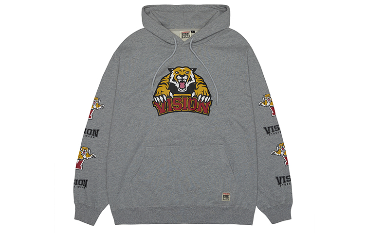 Vision Street Wear Tiger Zodiac Cartoon Pullover Sweatshirt Unisex Grey. V221NB601303