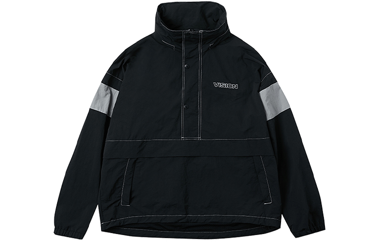 Vision Street Wear Unisex Zip Letter Windbreaker Jacket - Black V213NN301302