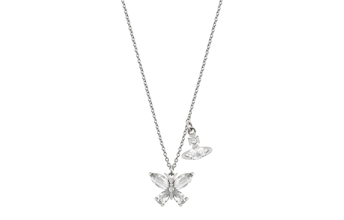Vivienne Westwood 24 Butterfly Pattern Brass Necklace Unisex Couple Silver 630203E702P102 圖 2