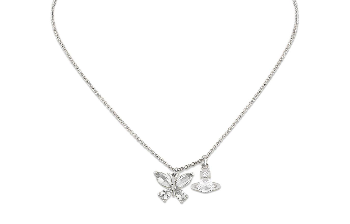 Vivienne Westwood 24 Butterfly Pattern Brass Necklace Unisex Couple Silver 630203E702P102 圖 3