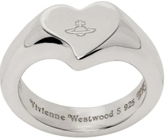 Vivienne Westwood 925 Silver Heart Saturn Stamp Ring Unisex Couple Design 64040061W004W004 Vivienne Westwood 925 Silver Heart Saturn Stamp Ring Unisex Couple Design 64040061W004W004