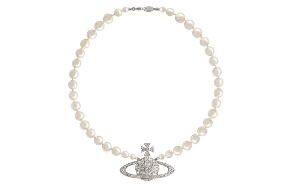 Vivienne Westwood  Bas Relief Pearl Necklace Silver Saturn Design. 63010099-02W402-CN 圖 2