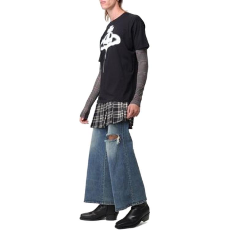 Shop 薇薇安·威斯特伍德黑色标志短袖圆领T恤 3G010014J001MN401