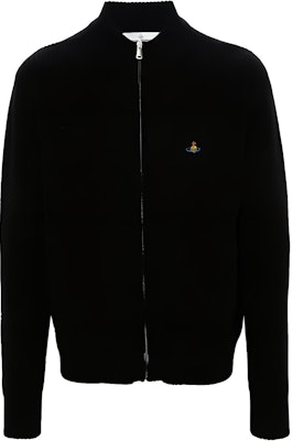 비비안 웨스트우드 블랙 브이넥 지퍼 니트 스웨터 로고 자수 27010016-Y0018-N401 Buy 비비안 웨스트우드 블랙 브이넥 지퍼 니트 스웨터 로고 자수 27010016-Y0018-N401