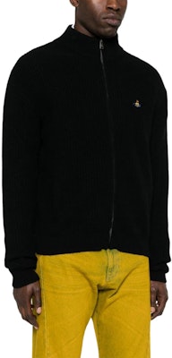 비비안 웨스트우드 블랙 브이넥 지퍼 니트 스웨터 로고 자수 27010016-Y0018-N401 Purchase 비비안 웨스트우드 블랙 브이넥 지퍼 니트 스웨터 로고 자수 27010016-Y0018-N401