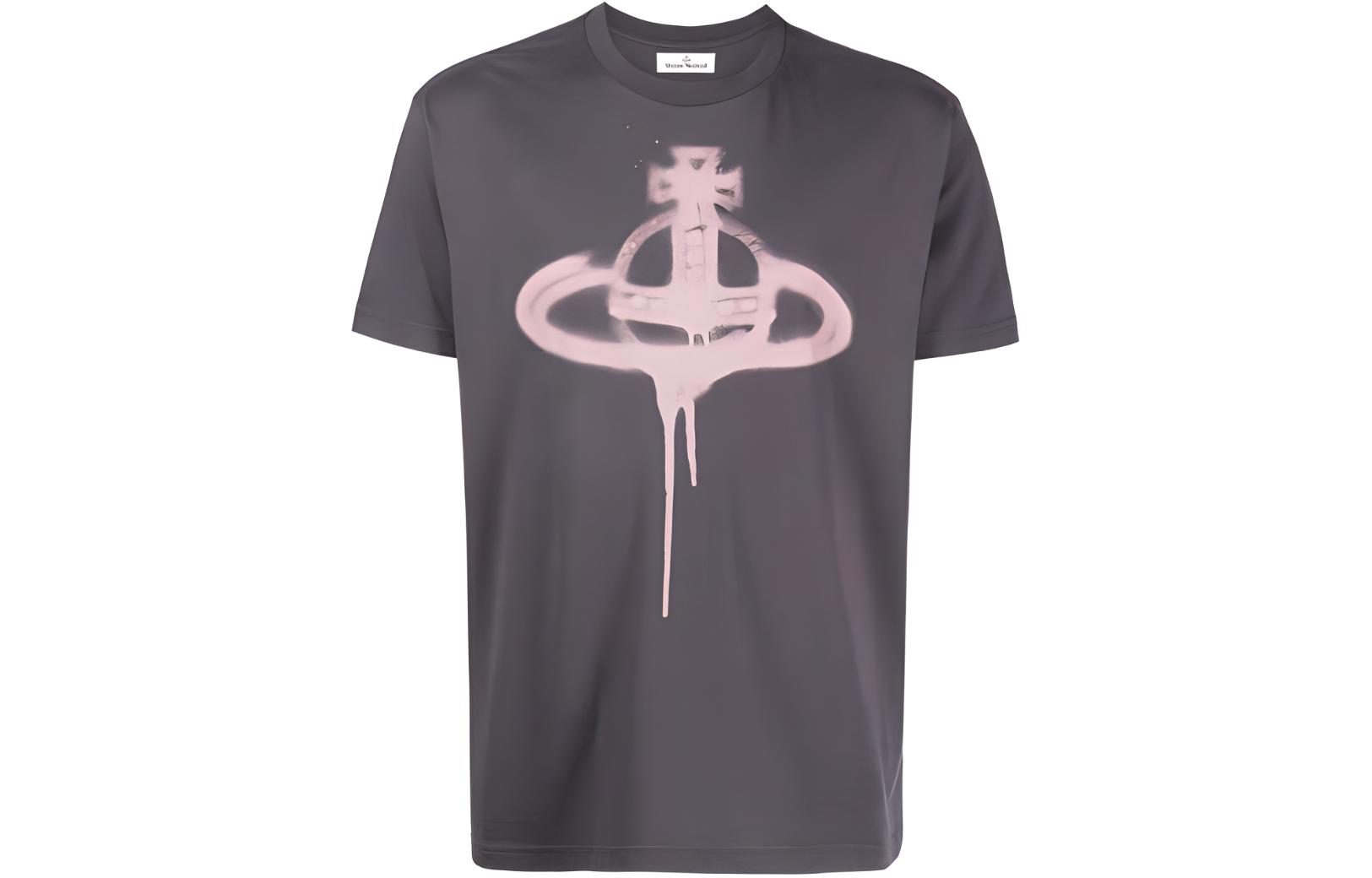 Vivienne Westwood  Graphic Print Crewneck Loose Fit T-Shirt in Gray. 3G010014J001MGOP402