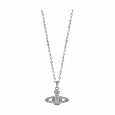 Vivienne Westwood Mini Bas Relief Orb Pendant Saturn Design Necklace Silver. 6302010402P116P116