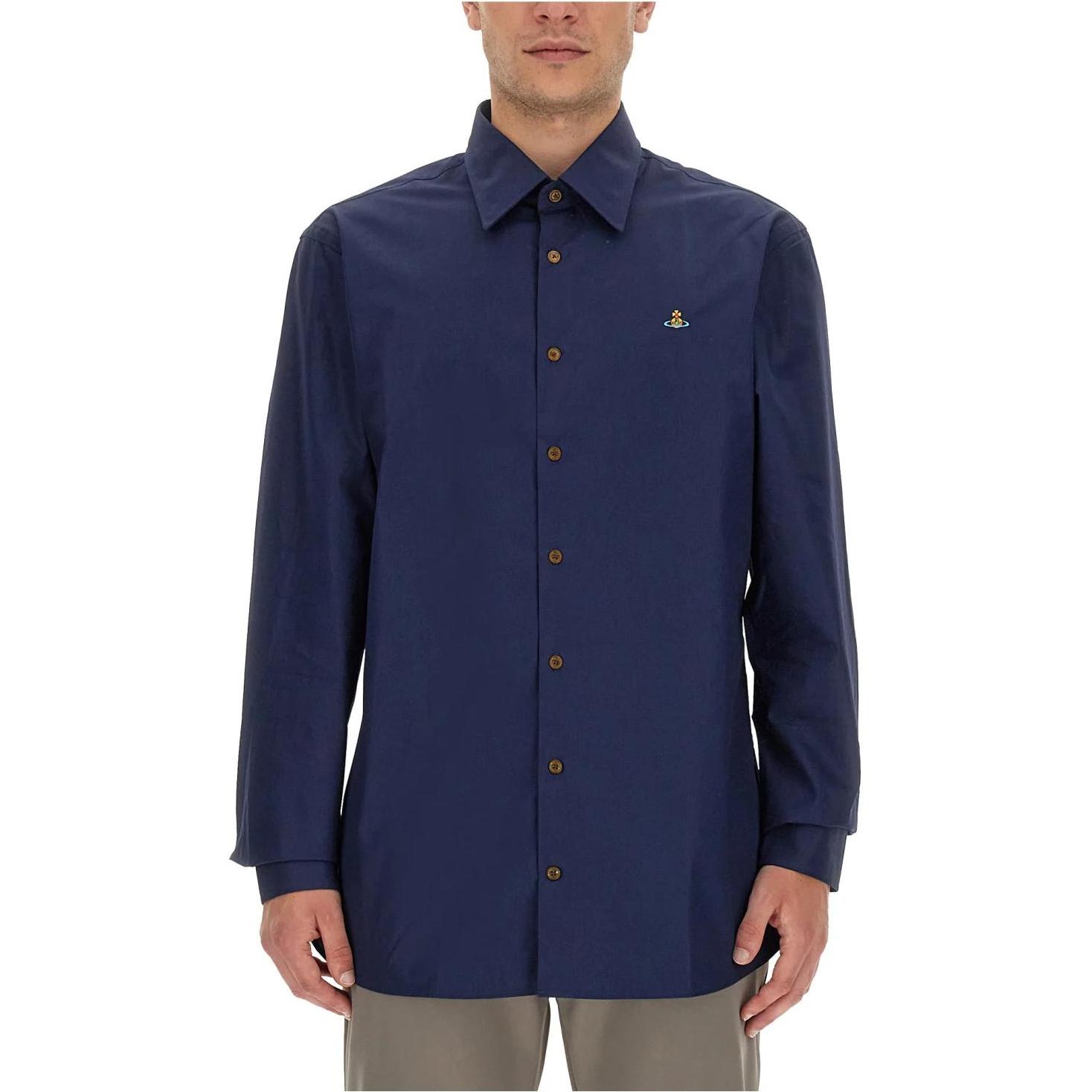 Vivienne Westwood  Solid Color Button-Up Shirt Blue Long Sleeve. 2401000JW009QK410