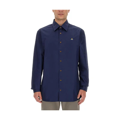 Vivienne Westwood Solid Color Button-Up Shirt Blue Long Sleeve. 2401000JW009QK410