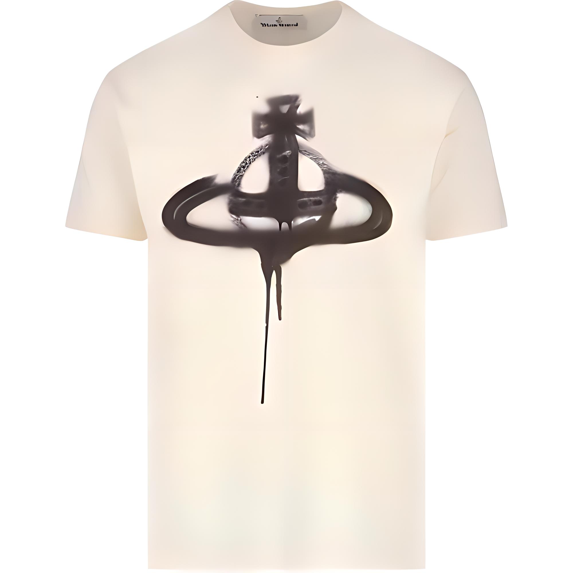 Vivienne Westwood  SS23 Saturn Graffiti Logo T-Shirt Off-White 3G010011J001MGOE407
