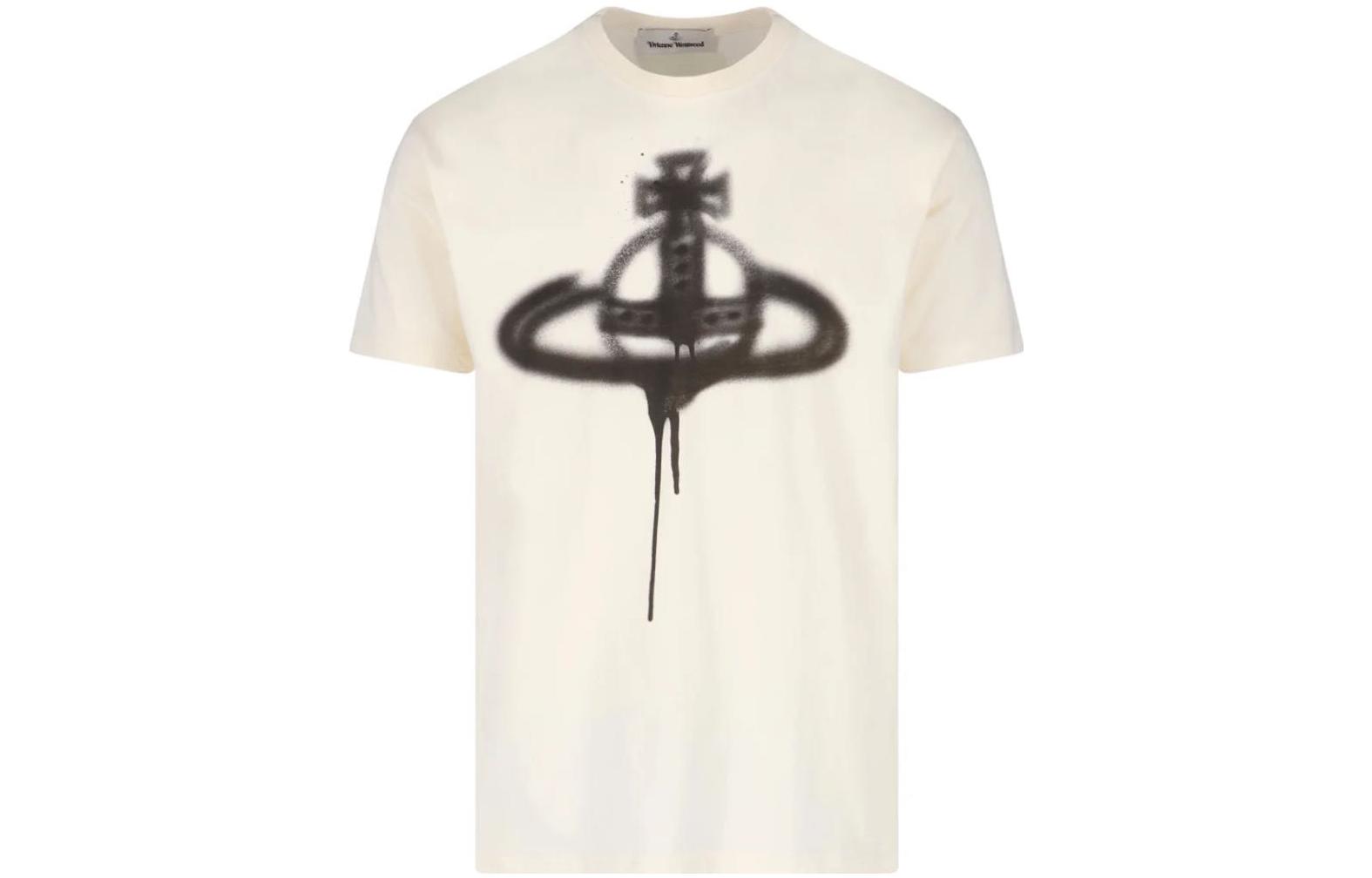 Order Camiseta Vivienne Westwood SS23 Saturn Graffiti Logo Blanco Roto 3G010011J001MGOE407