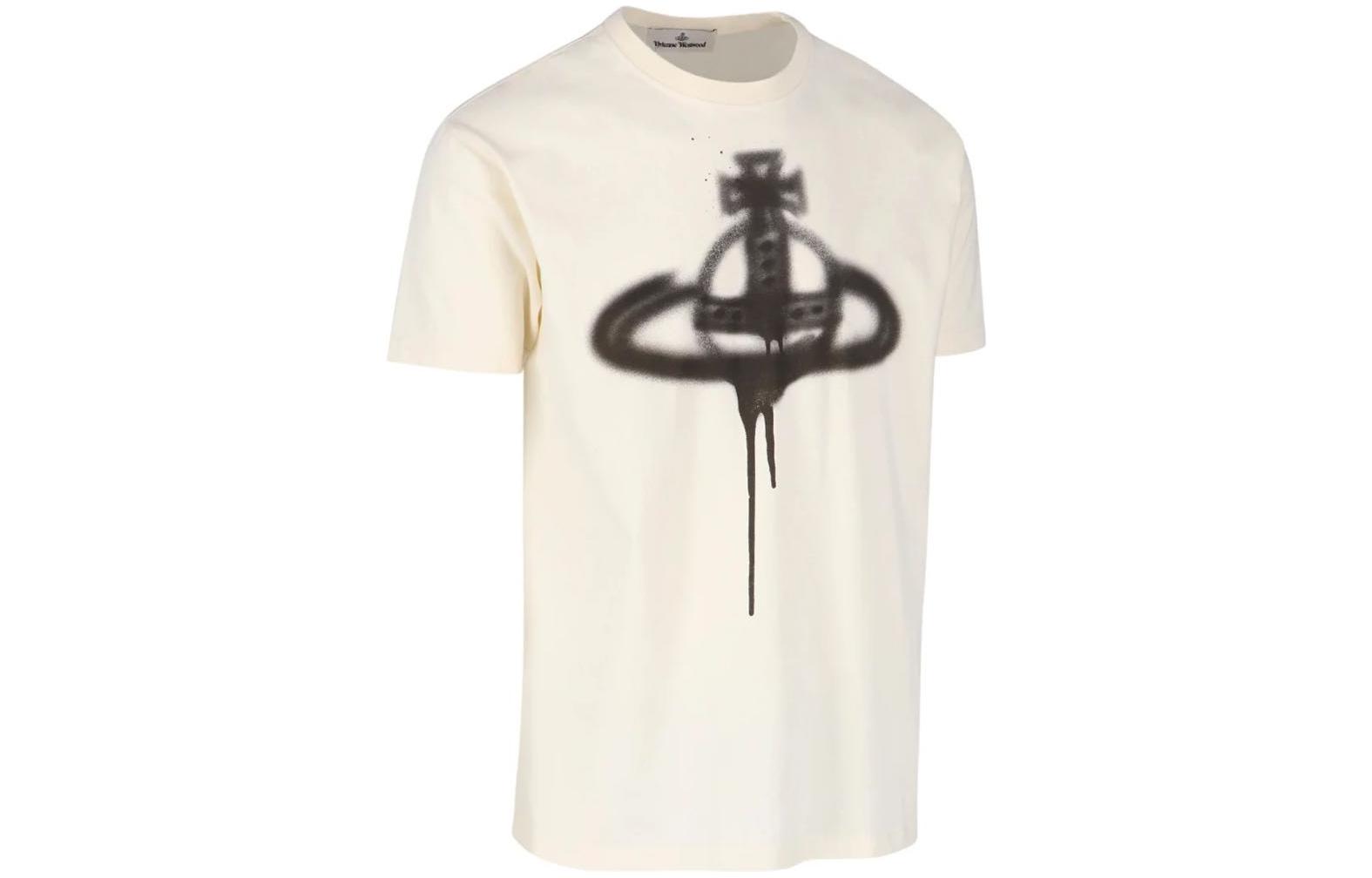 Shop Camiseta Vivienne Westwood SS23 Saturn Graffiti Logo Blanco Roto 3G010011J001MGOE407
