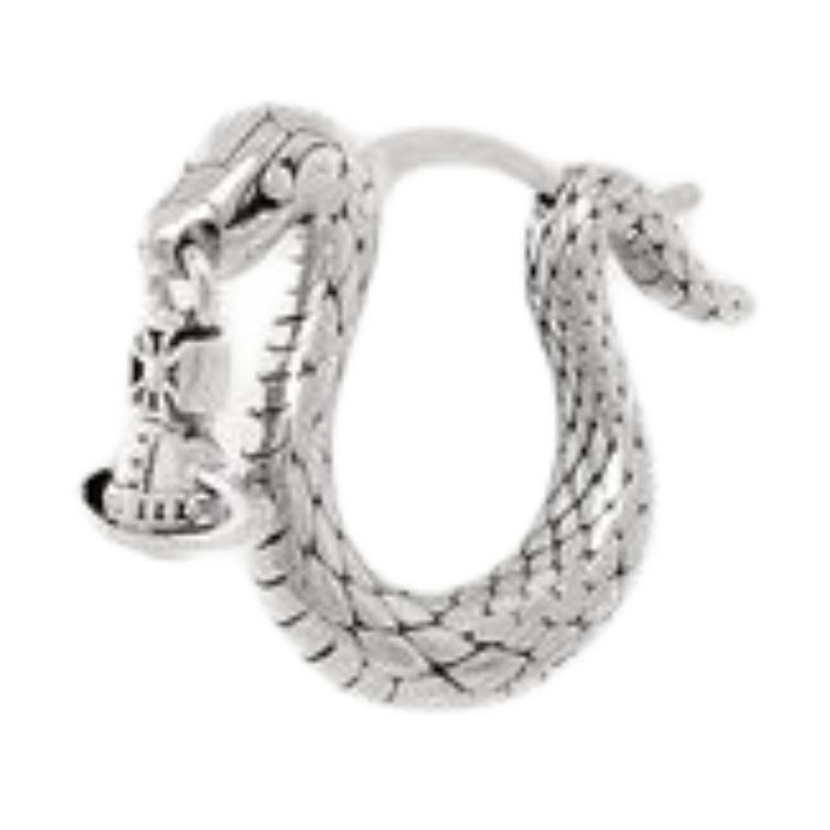 Vivienne Westwood Albane Serpent Saturn Pendant Brass Earring Hoop Silver Unisex 62030090-02P017
