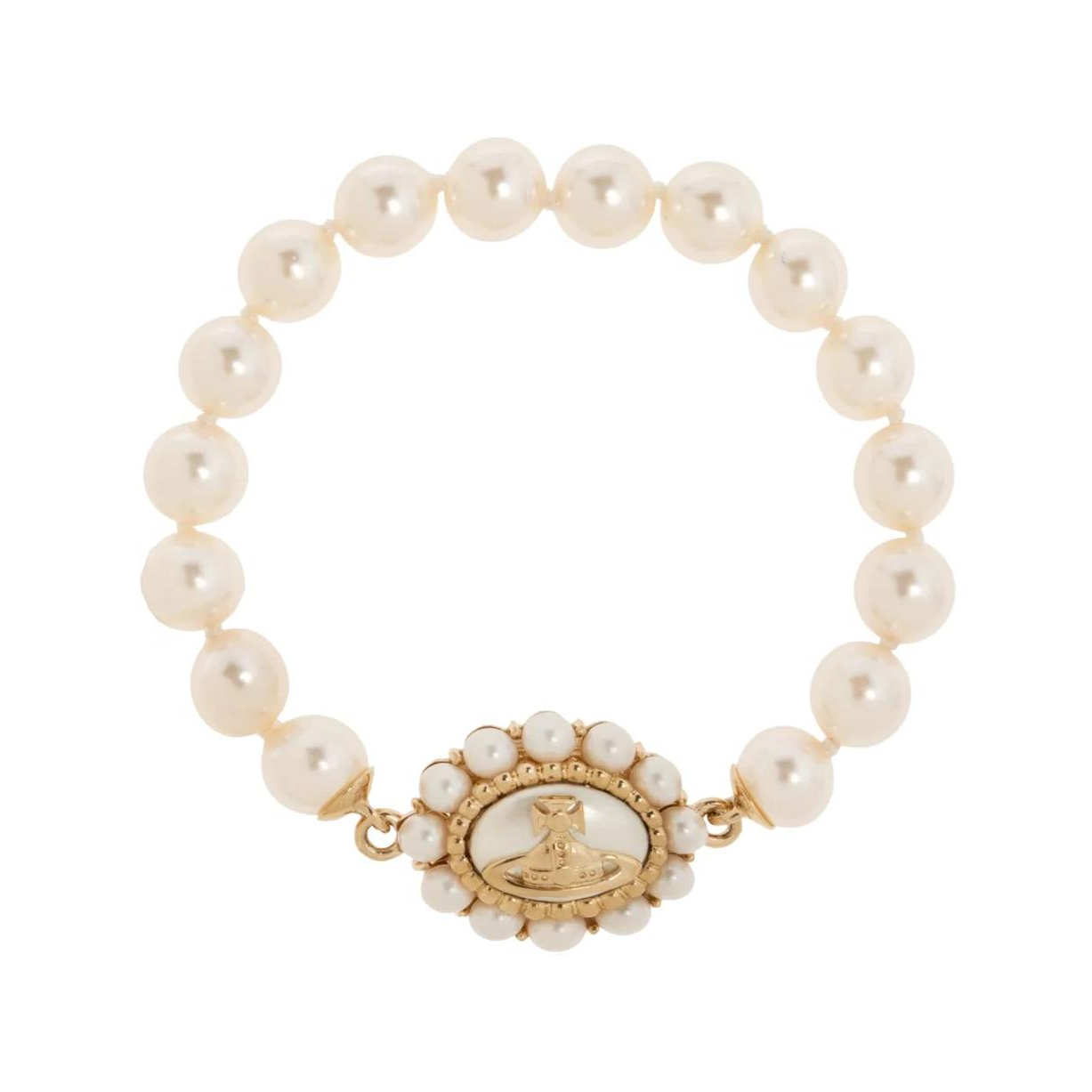 Lookbook 薇薇安·魏斯伍德Amaya黃銅巴洛克珍珠土星標誌男女手鏈金色 6103008902R107R107