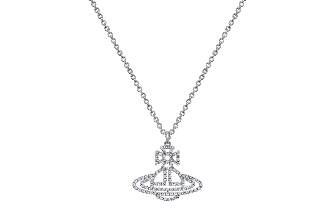 Vivienne Westwood Annalisa Platinum Saturn Pendant Necklace Unisex Silver 630203C102P116