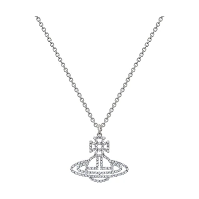 Vivienne Westwood Annalisa Platinum Saturn Pendant Necklace Unisex Silver 630203C102P116