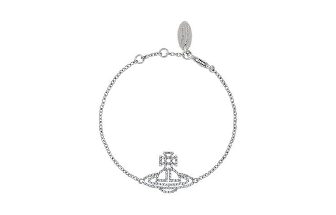 Vivienne Westwood Annalisa Saturn Logo Plaque Silver Brass Unisex Bracelet 6102022002P116