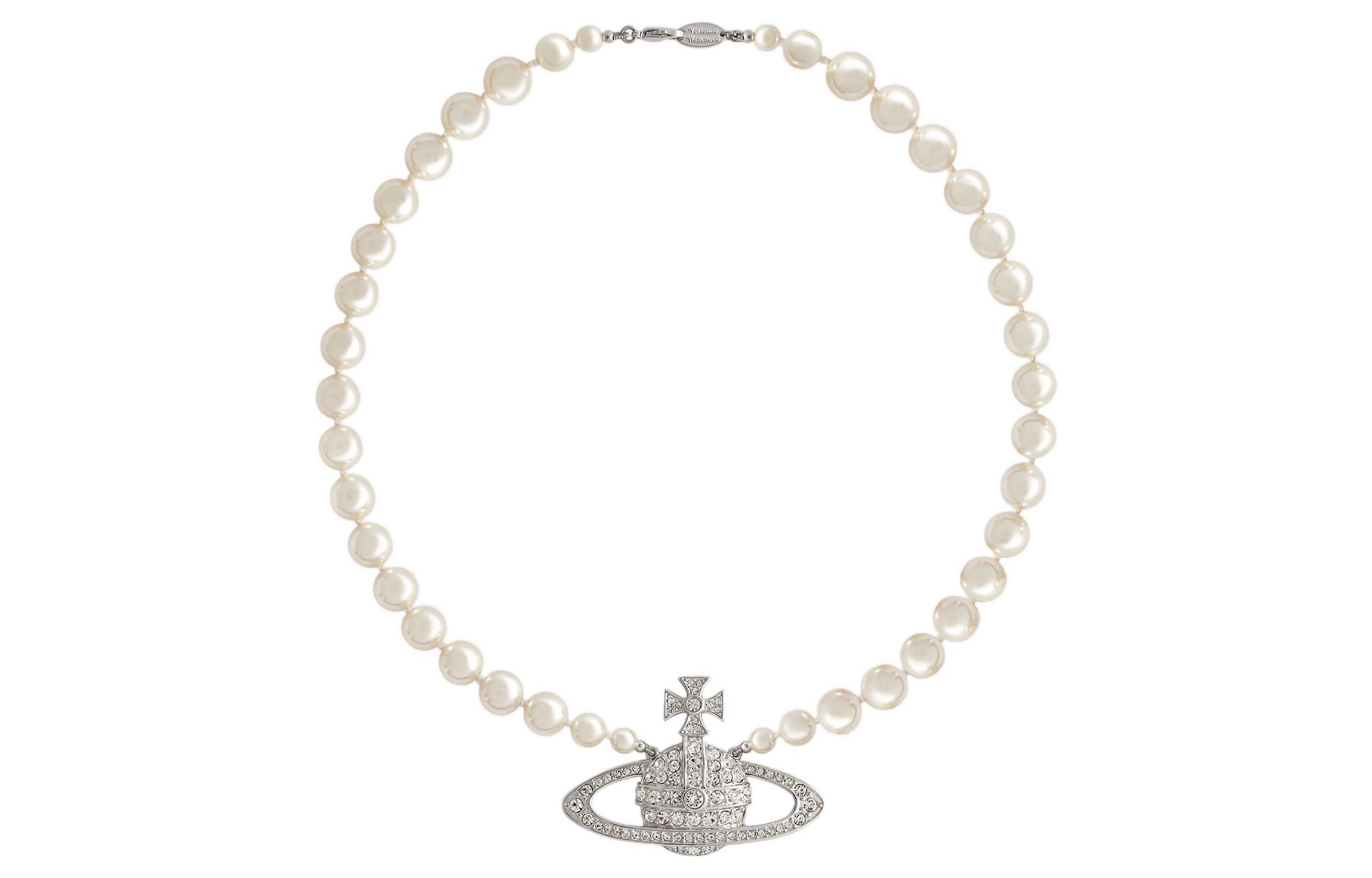 Vivienne Westwood Bas Relief Pearl Saturn Necklace Silver  Accessories. 6301009902P104P104 圖 2