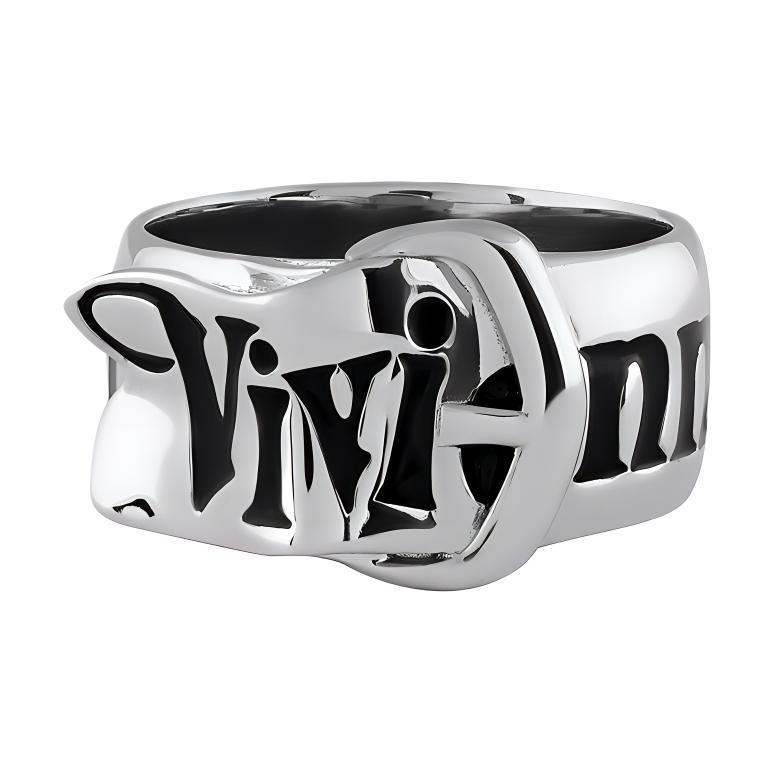 Vivienne Westwood Belt Letter Print Brass Ring Unisex Couple Design Silver. 6404009601P107P107