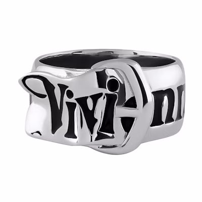 Vivienne Westwood Belt Letter Print Brass Ring Unisex Couple Design Silver. 6404009601P107P107