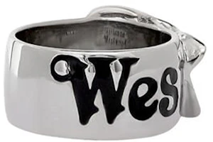 Shop Vivienne Westwood Ring Sabuk Huruf Cetak Kuningan Unisex Desain Pasangan Perak. 6404009601P107P107