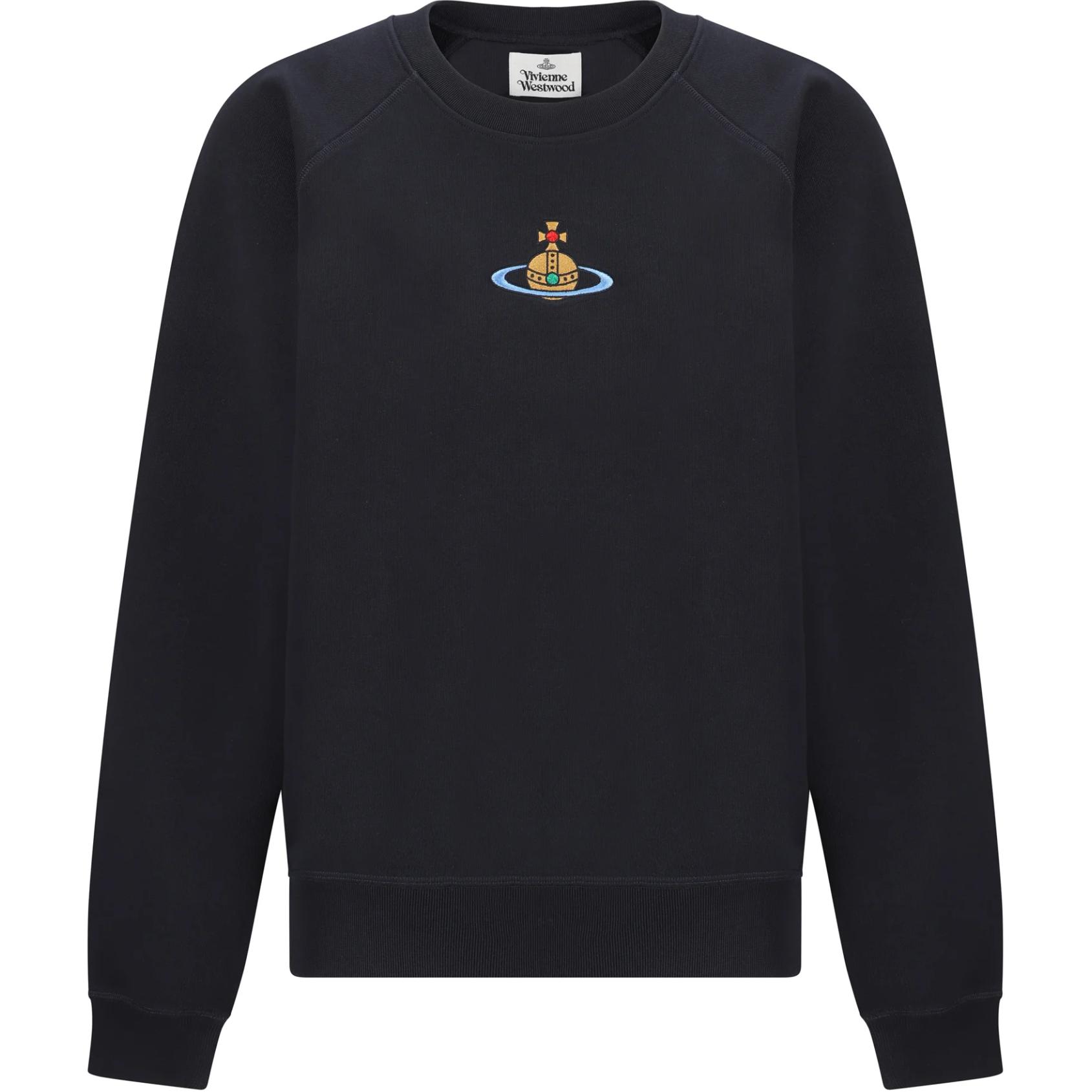 Vivienne Westwood Black Crewneck Sweatshirt with Logo Print 3I010004J006OK410