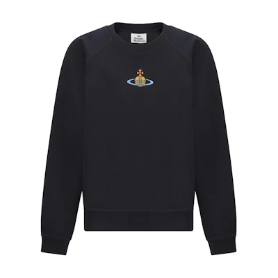 Vivienne Westwood Black Crewneck Sweatshirt with Logo Print 3I010004J006OK410
