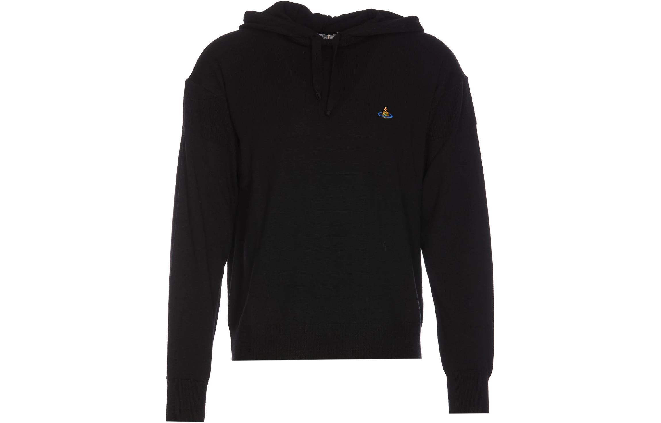 Vivienne Westwood Black Hoodie with Embroidered Pattern Design 3803002NY0006N403