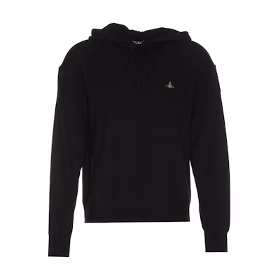 Vivienne Westwood Black Hoodie with Embroidered Pattern Design 3803002NY0006N403