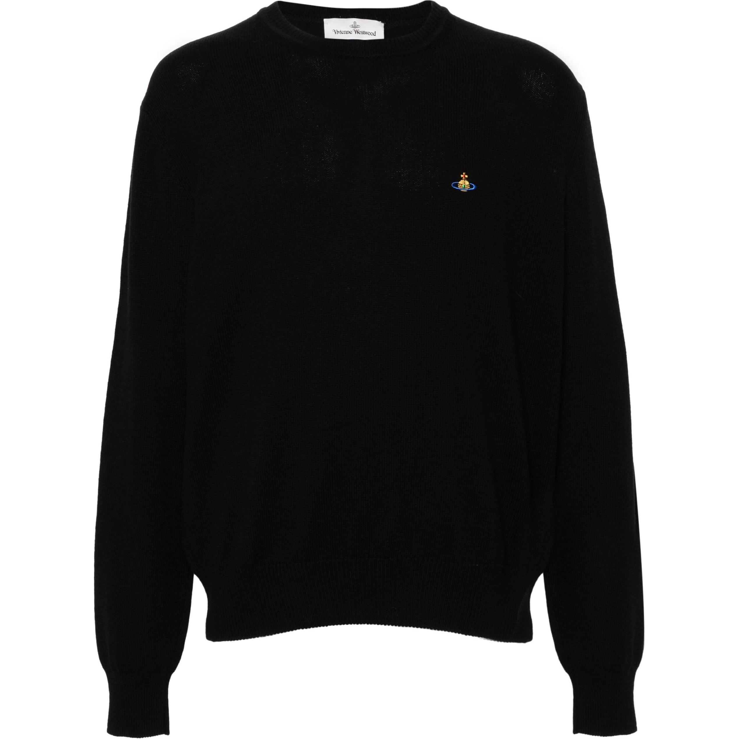 Vivienne Westwood Black Oversized Crewneck Sweatshirt with Logo 27010012Y0021N401