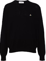 Vivienne Westwood Black Oversized Crewneck Sweatshirt with Logo 27010012Y0021N401 Vivienne Westwood Black Oversized Crewneck Sweatshirt with Logo 27010012Y0021N401