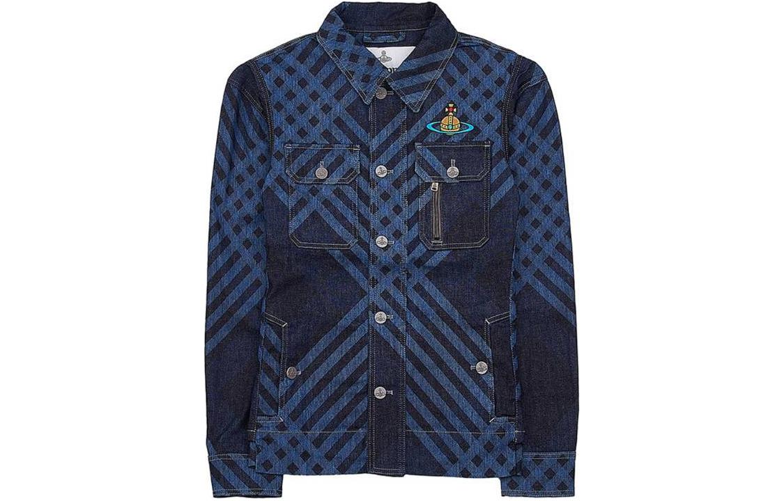 Vivienne Westwood Blue Embroidered Double-Breasted Jacket 28010008-W00ME-K305