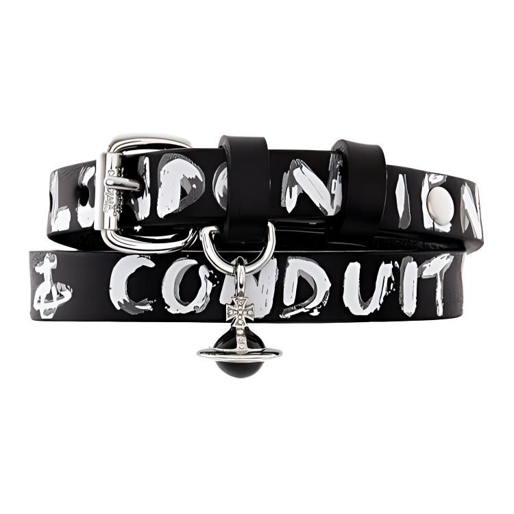 Vivienne Westwood Bristol Double Wrap Leather Choker Unisex Black 63030028