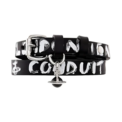 Vivienne Westwood Bristol Double Wrap Leather Choker Unisex Black 63030028