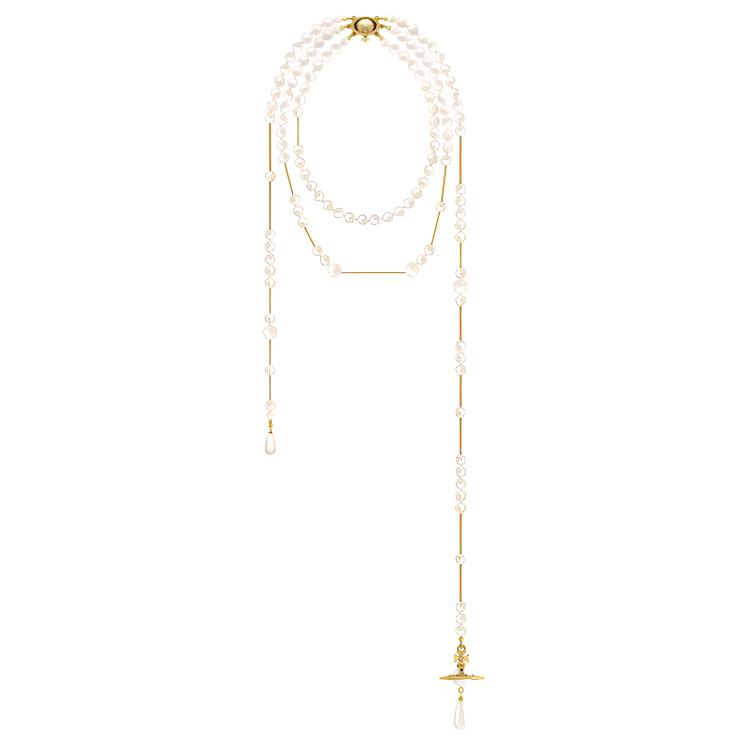 Vivienne Westwood Broken Pearl Necklace Brass Unisex Couple Design. 63010006R118R118