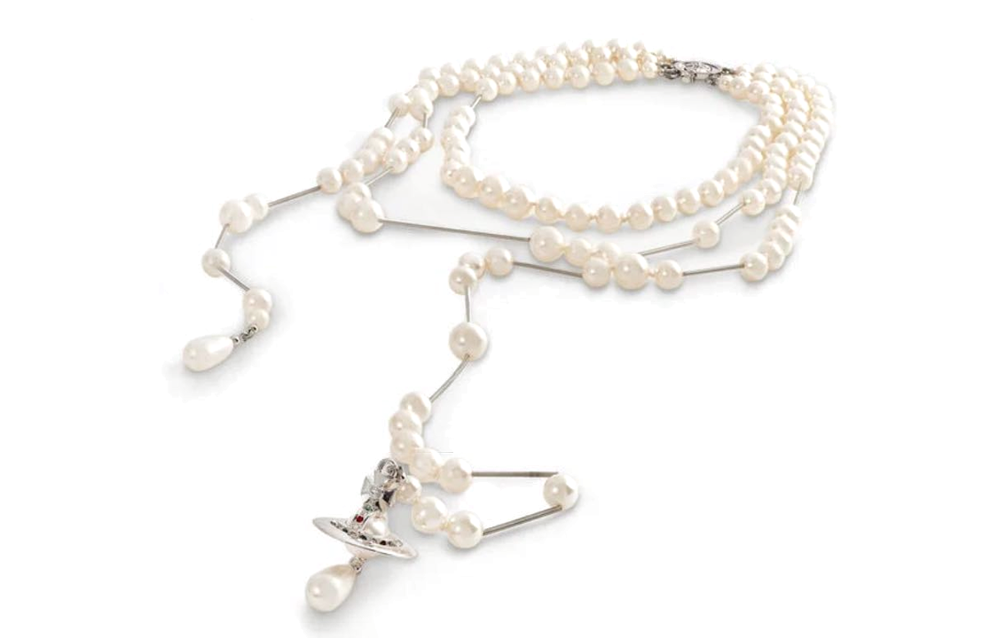 Vivienne Westwood Broken Pearl Necklace Brass Unisex Couple Design. 63010006R118R118 圖 3