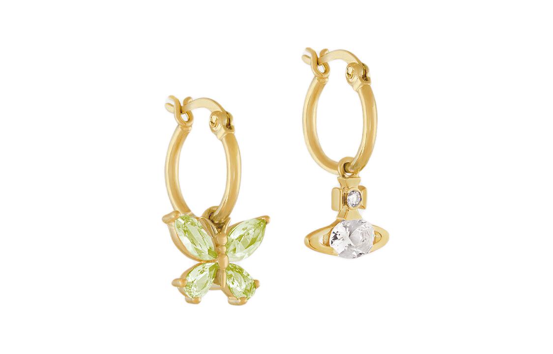 Vivienne Westwood Butterfly & Saturn Design Brass Earrings Unisex Gold. 8050889781721 圖 3
