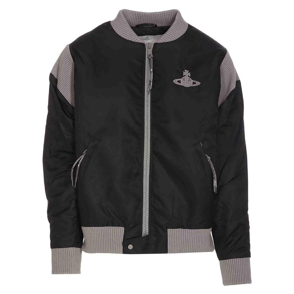 Vivienne Westwood Colorblock Stand Collar Zip Jacket Black 33040009W00M0-N401