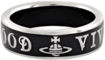 Vivienne Westwood Conduit Street Ring Black Recycled Silver Unisex Couple Ring. 6404001701P107P107 Vivienne Westwood Conduit Street Ring Black Recycled Silver Unisex Couple Ring. 6404001701P107P107