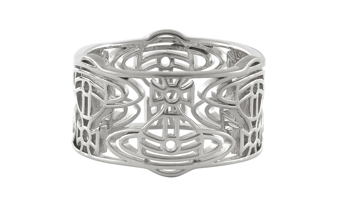 Order 薇薇安·韦斯特伍德 男士银色镂空再生银戒指 6401000901P019