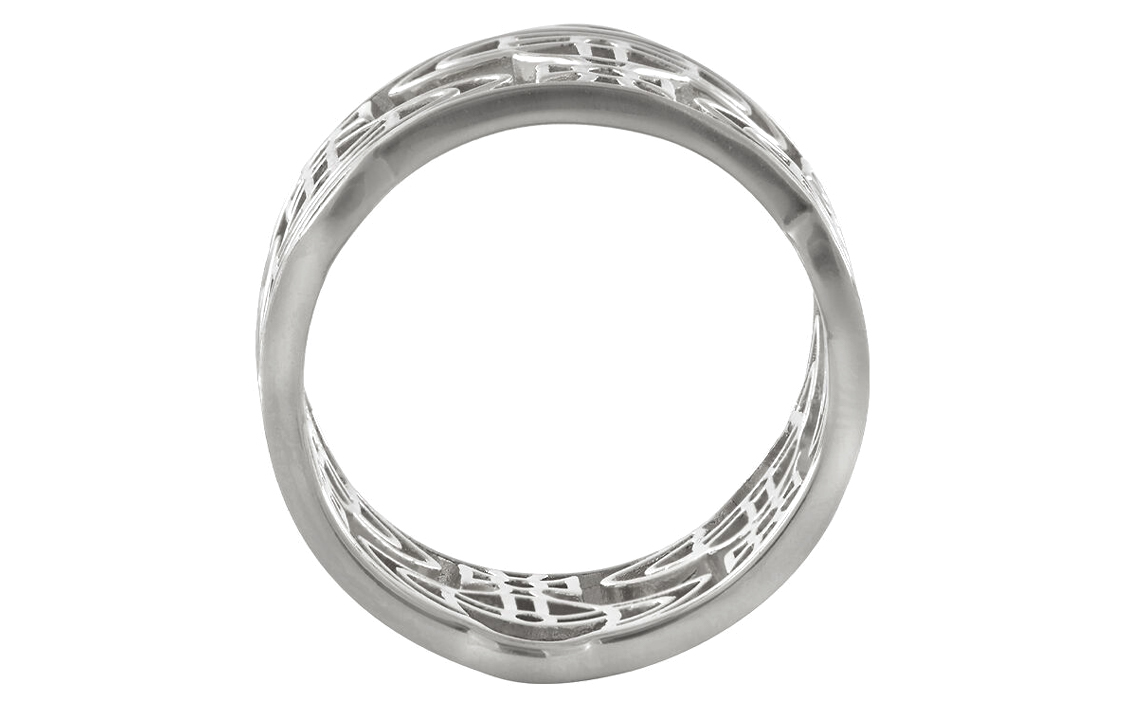 Shop 薇薇安·韦斯特伍德 男士银色镂空再生银戒指 6401000901P019