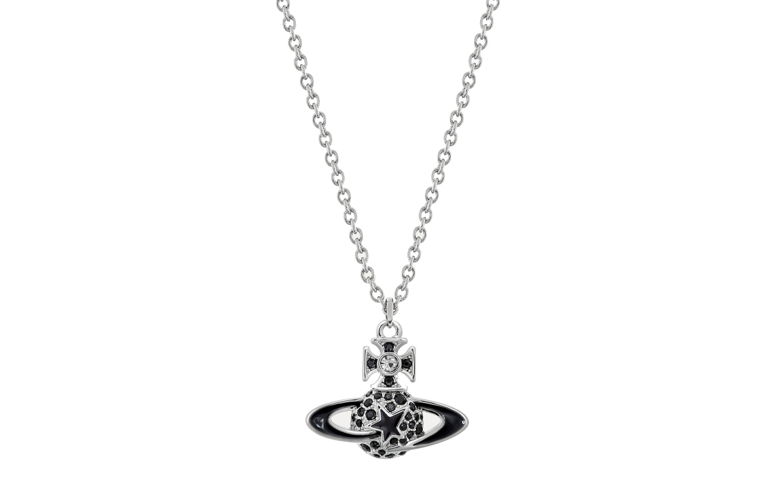 Vivienne Westwood Darlene Cyclone Star Crystal Pendant Necklace Black/Silver Unisex 630203CA02P397P397