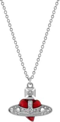 薇薇安·威斯伍德 水晶心土星吊墜項鍊 銀紅色 男女適用 630203BM-02P383-CN Order 薇薇安·威斯伍德 水晶心土星吊墜項鍊 銀紅色 男女適用 630203BM-02P383-CN