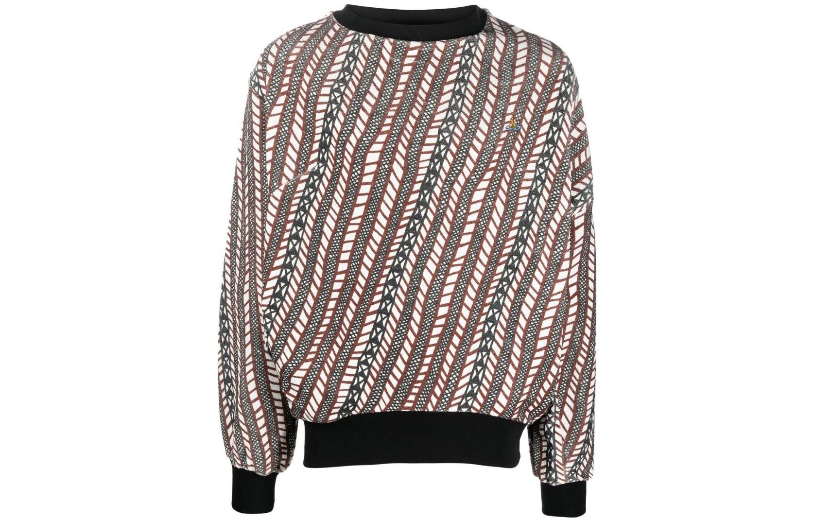 Vivienne Westwood Drunken Organic Cotton Striped Sweatshirt White 3I010001J003GO316