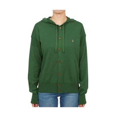 Vivienne Westwood Embroidered Hoodie Green Unisex Long Sleeve 3803001WY000TM411